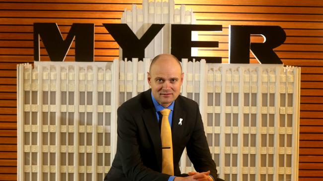 Myer chief executive Richard Umbers at Myer HQ in Melbourne. (David Geraghty/The Australian)