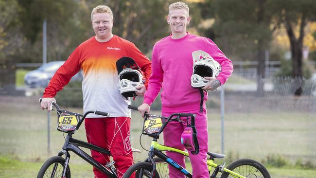 Pedal4Pink Southern City BMX fundraiser for Cancer Council Tasmania. Matt and Justin Duncombe at Berriedale.