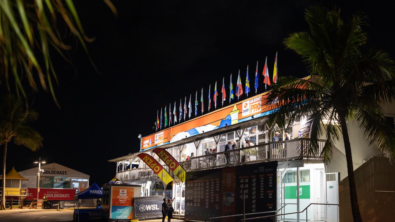 The Gold Coast Open surfing contest site at Snapper Rocks at the Gold Coast Pro surfing contest launch party at Snapper Rocks, for The Pulse. Picture: Celeste Humphrey