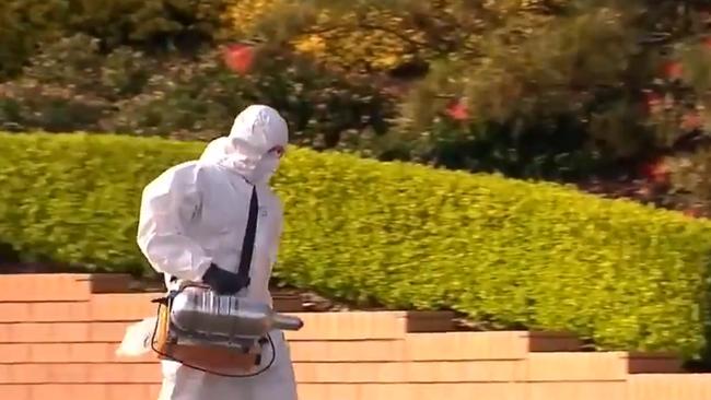 Cleaners at Tangara school for girls in Cherrybrook. Picture: Nine News Sydney