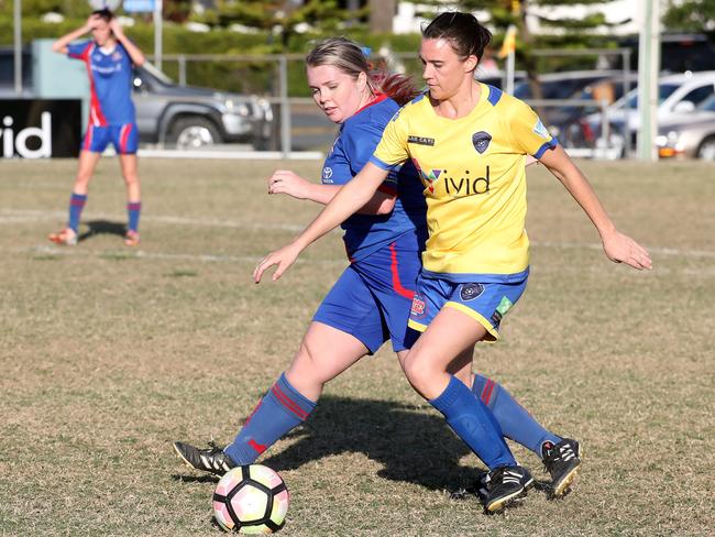 Broadbeach’s Megan Kehoe (right). Picture: Richard Gosling