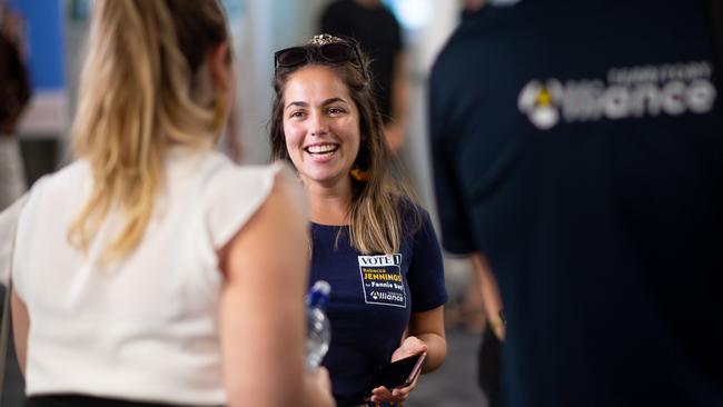 Territory Alliance for Fannie Bay, Rebecca Jennings, at the ballot draw. Picture: Che Chorley