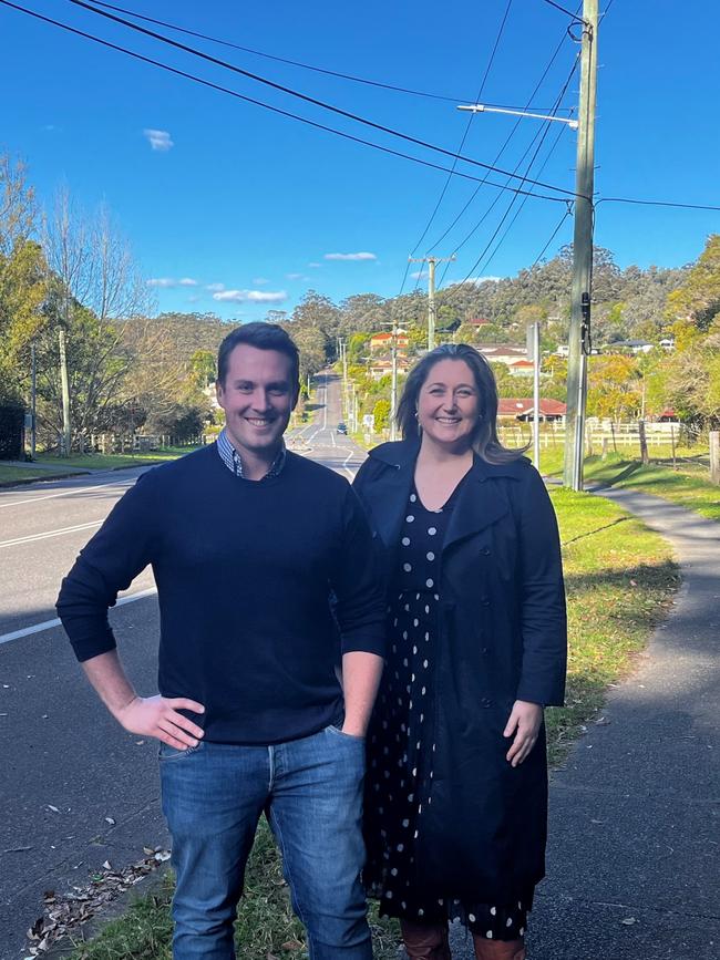 Robertson federal Labor MP Dr Gordon Reid and Dobell federal Labor MP Emma McBride on Fagans Road in Lisarow.