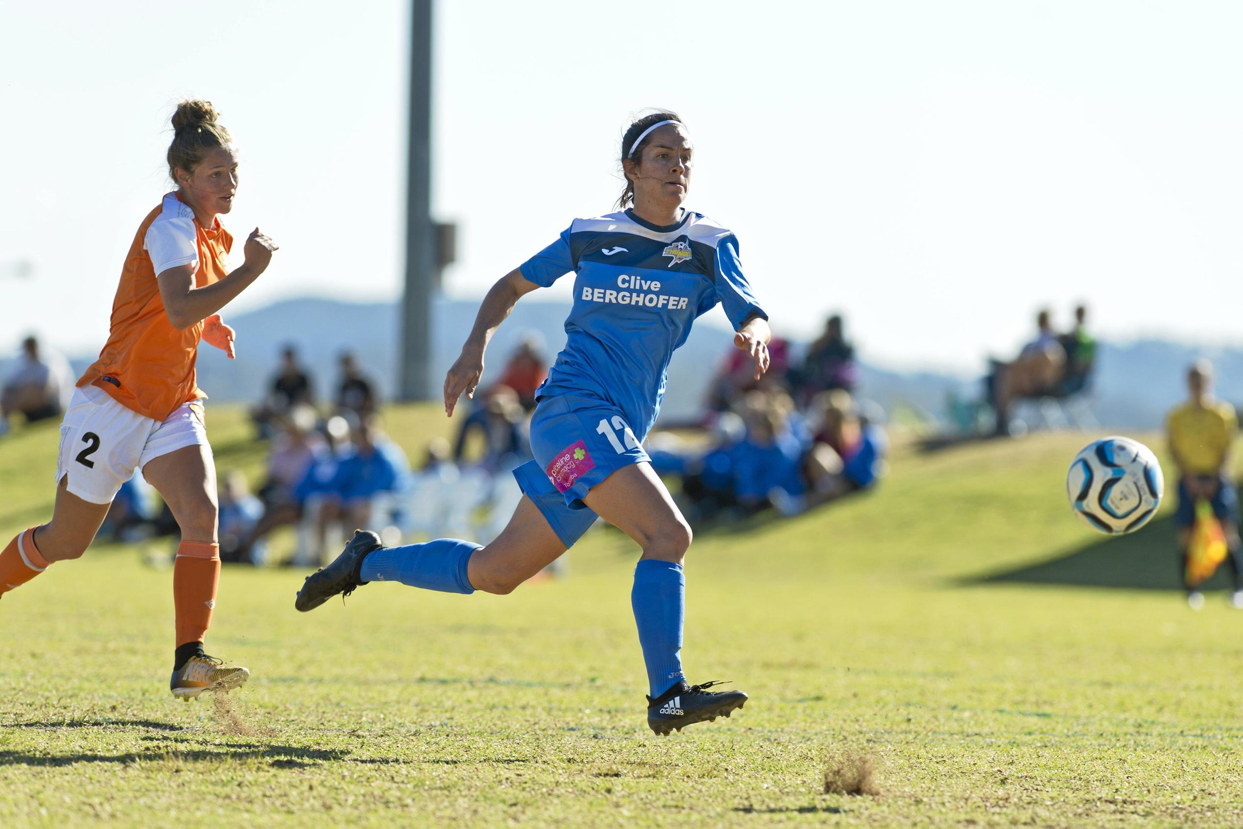 Louise Rolfe for South West Queensland Thunder against BRFC/NTC in NPL Queensland women round 25 football at Highfields FC, Saturday, August 18, 2018. Picture: Kevin Farmer