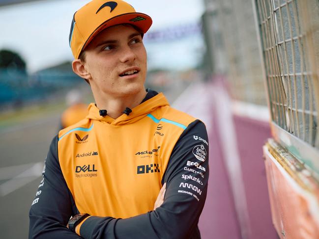 McLaren's Australian driver Oscar Piastri stands at the Silverstone motor racing circuit in Silverstone, central England, on July 4, 2024 ahead of the Formula One British Grand Prix. (Photo by BENJAMIN CREMEL / AFP)