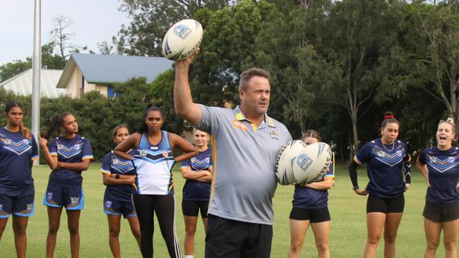 ANSWERING QUESTIONS: Titans assistant coach Jim Lenihan reassured local rugby league coaches that "there is no such thing as a stupid question, so please ask me anything you like about the game." Photo: Alison Paterson