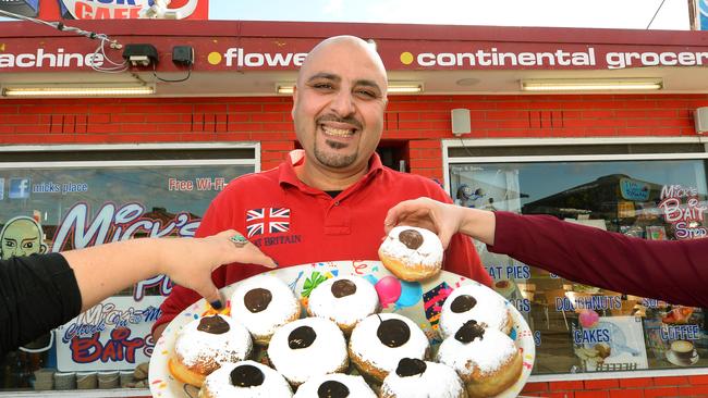 Micks Place in Thomastown, has started selling donuts that are so good people are coming from all over the state to try them. Mick Samia with donuts. Picture:Carmelo Bazzano