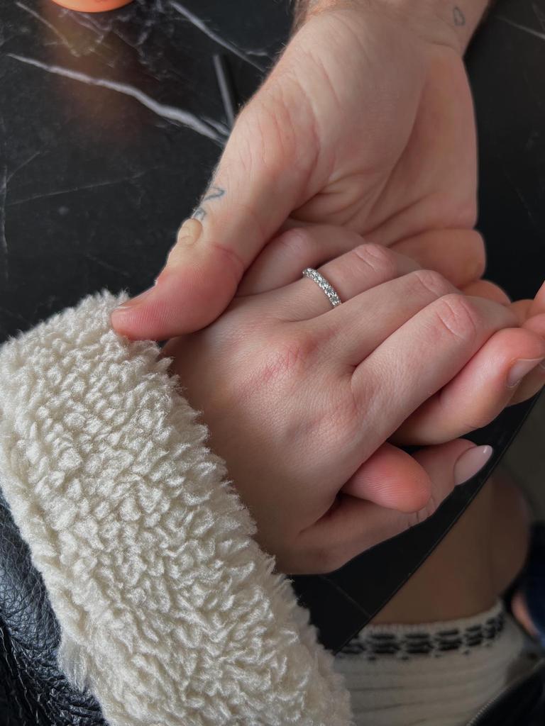 Back in October, she shared this photo alluding to his proposal. Picture: marinagris/Instagram