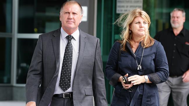 Stephen and Donna Barclay at the Brisbane Magistrates Court for the handing down of findings in the inquest of their son Matthew Barclay.