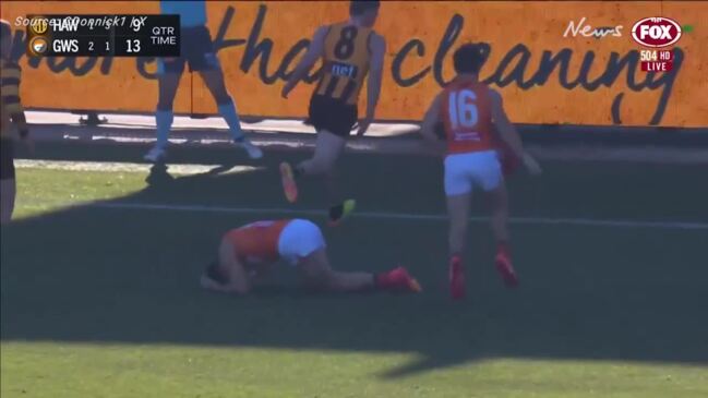 Toby Greene's head split open in nasty collision