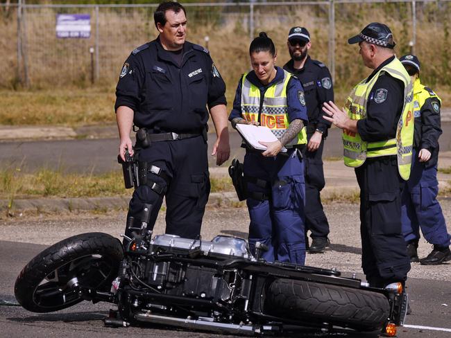 DAILY TELEGRAPH - 11/9/24** HOLD FOR WEEKEND PAPERS **Behind the scenes wtjh the Crash Investigation Unit in Western Sydney. A deadly crash involving 2 motorbikes and a car in Prospect has the Crash Investigation Unit working hard to determine what happened. Sergeant Kristy Foster (middle) and Sergeant Brett Hobbins (right) pictured.  Picture: Sam Ruttyn