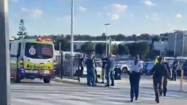 The scene at Helensvale train station this afternoon.