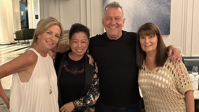 Jane and Jimmy Barnes with Jimmy’s first cousin Joanne Duffy (left) and Jacqueline, wife of Jimmy’s cousin Jackie. Picture: Supplied.