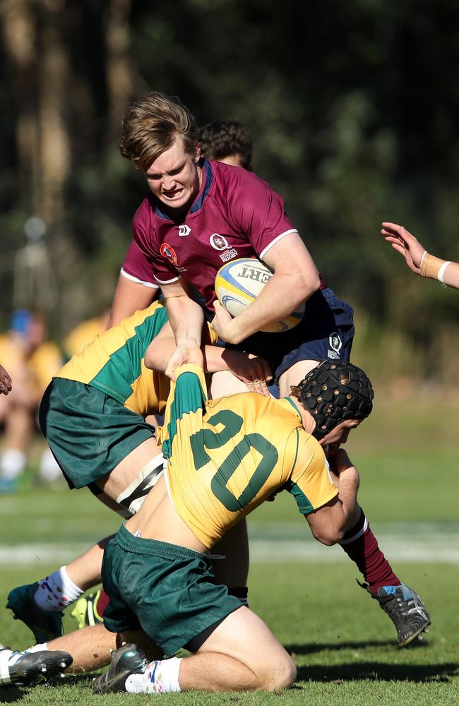 Gregory Terrace lock Xavier Boyle on the charge for the Queensland Schoolboys in Sydney before the GPS schools rugby season kicks off. Photo by Paul Seiser, SPA Images.