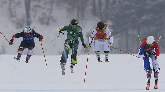 Sami Kennedy-Sim of Australia (second left) at the 2018 Winter Olympic Games.