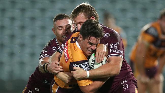 Brodie Croft was forced to kick to try and apply pressure to Manly to regain control of the game. Picture: Getty Images.