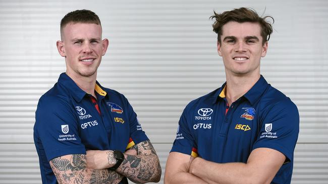 New Crows Ben Crocker and Ben Keays. Picture: AAP/Roy Vandervegt