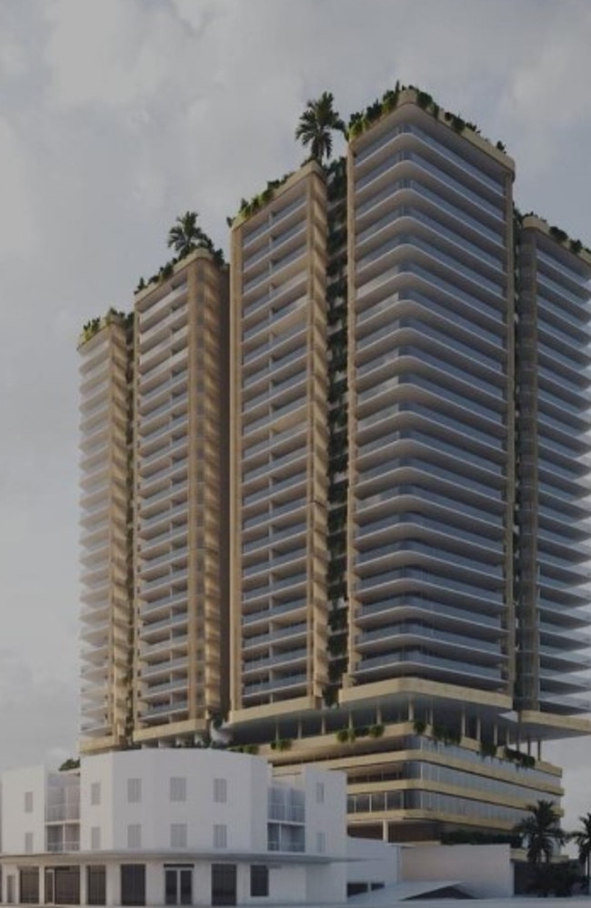 Artist impression of the $200m, 27-storey development proposal for Wynnum's CBD from Hambros.