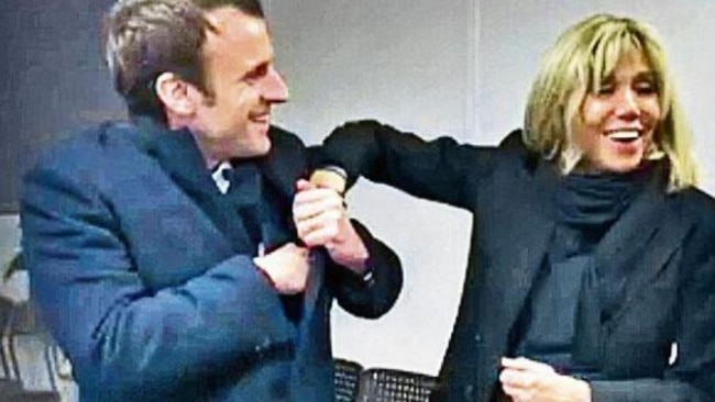 Emmanuel Macron filmed with wife Brigitte Trogneux. Picture: TP1