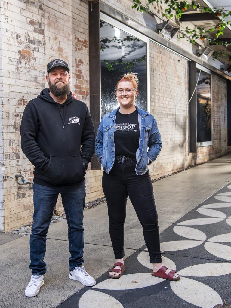 Owner Ryan Lane and the manager Steph Edmondson of Proof BBQ &amp; Booze to open in Duggan St. Tuesday, July 13, 2021. Picture: Nev Madsen.