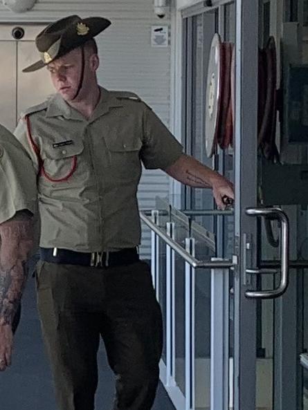 Private Logan Paul Jobson leaves court on Monday. Picture: Julia Kanapathippillai