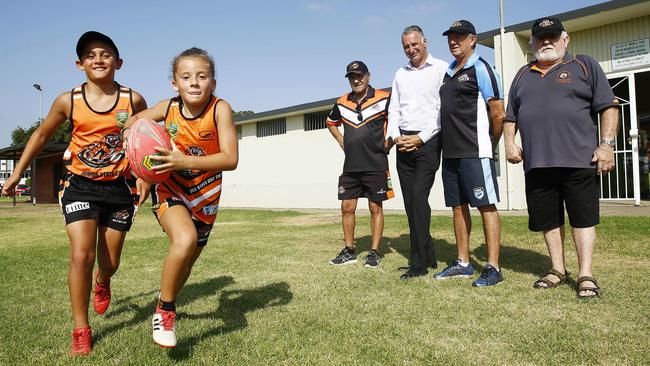 Billy Antonopoulois,10 and Allegra Sciacchitano, 8 with Balmian Junior Touch Football President Joe Dougall, John Sidoti, Balmian Touch Football association President Paul Robinson and Secretary /Treasurer Brian "Dixie" Ware.