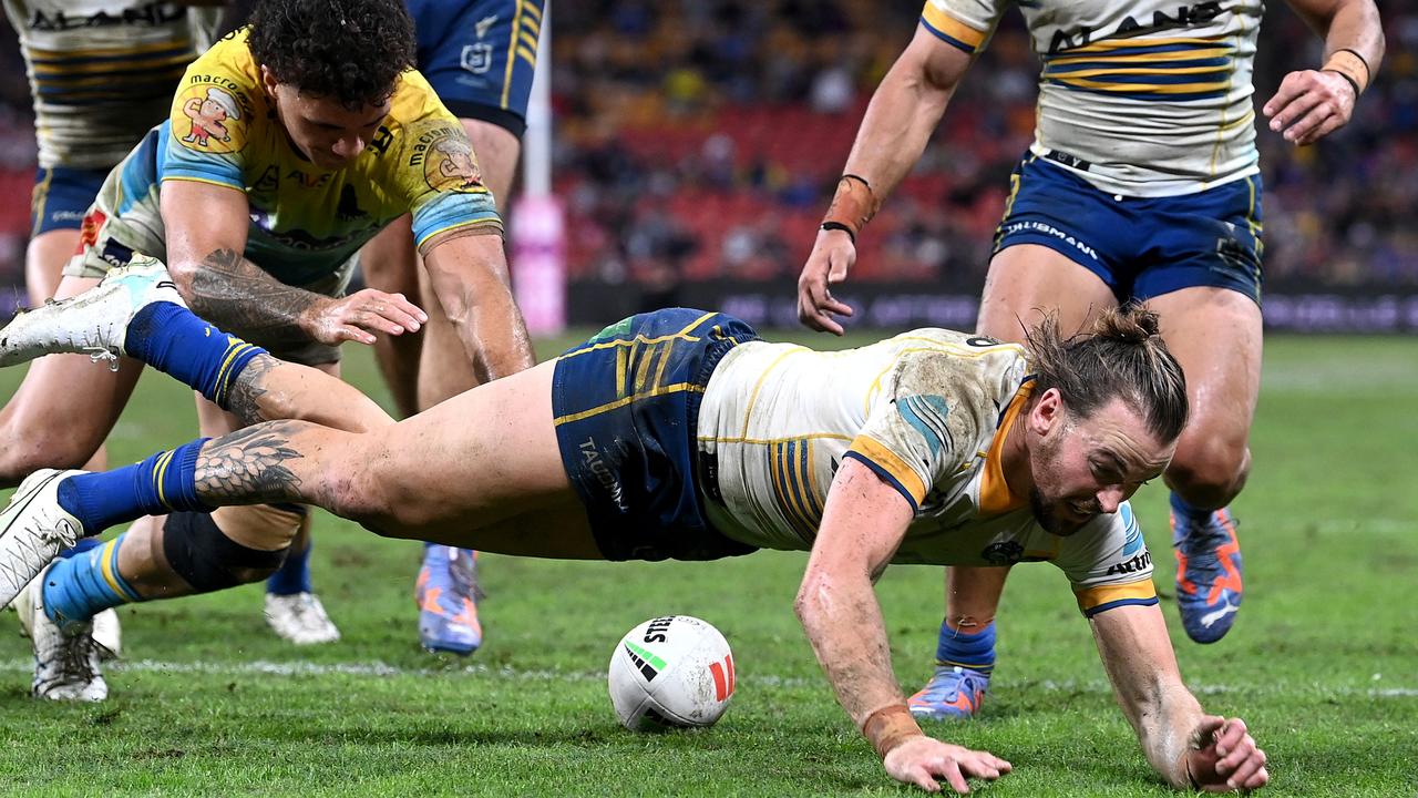 Clint Gutherson has been in great form, scoring nine tries this season, but the Eels are still outside the top eight. Picture: Bradley Kanaris/Getty Images