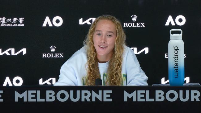 Mirra Andreeva said she thought Court 3 at Melbourne Park was cursed. Picture: Australian Open YouTube