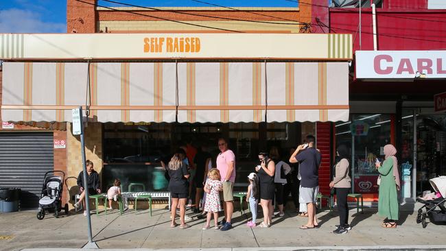 The queues for sandwiches at Self Raised in Carlton. Picture: Gaye Gerard