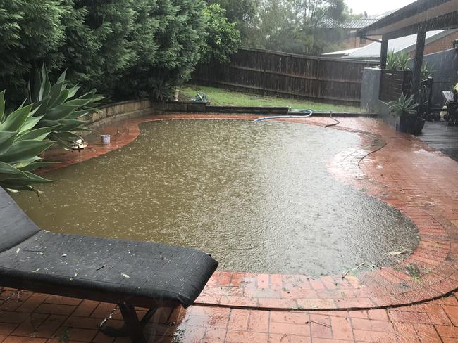 Pool filled with raw sewage in Kathleen Ave, Castle Hill.