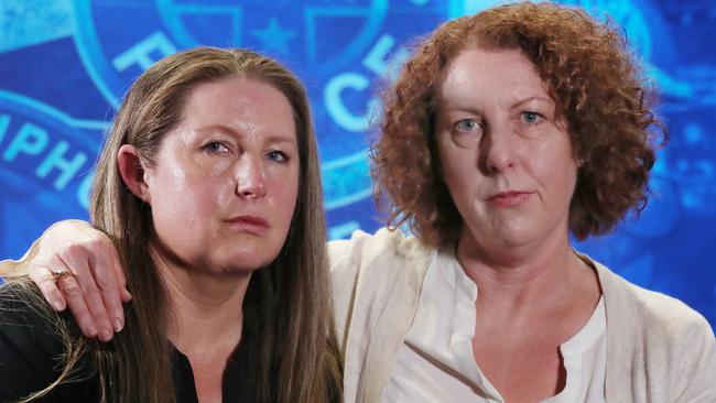 Russell Hill’s daughters, Colleen and Debbie, in a public appeal for answers. Picture: David Crosling