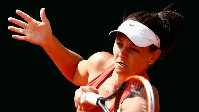 Casey Dellacqua in French Open action.