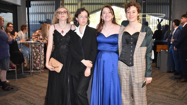 Alea Novak, Zara Griffiths, Alexandra Anstee ad Isla Faulds at the Sunshine Coast Grammar School formal 2023. Photo: Jorina Maureschat