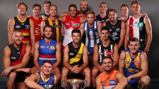 The AFL captains have a message for their fans. Picture: Michael Klein