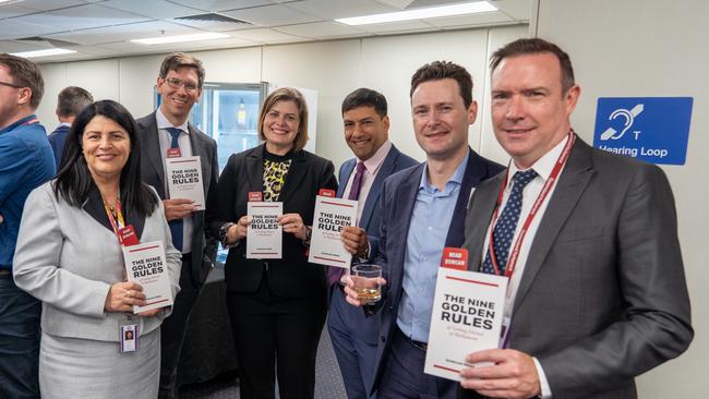 MPs, including Grace Grace, Tom Smith, Nikki Boyd, Lance McCallum and James Martin, at Duncan Pegg’s book launch at parliament in May. Picture: Alwin Shine Joseph