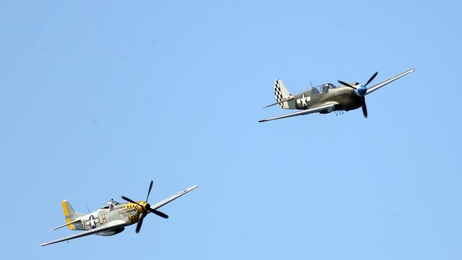 P-51D Mustang and P-40 Kittyhawk at day three of the Pacific Airshow, 20 August 2023. Picture: Richard Gosling