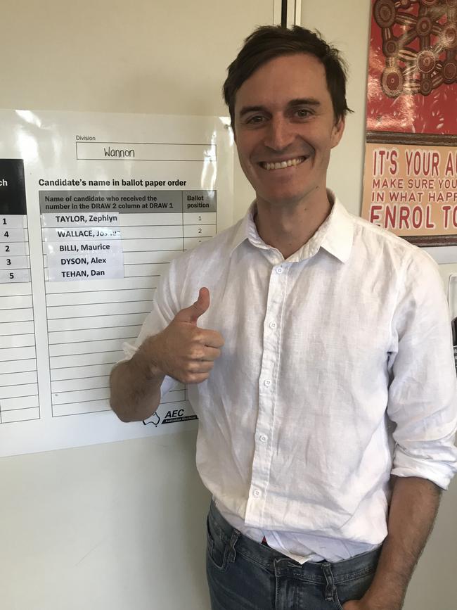 Dyson is running in the seat of Wannon, Victoria.