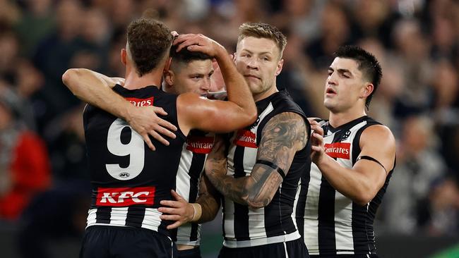 Lions fan Gout took a cheeky shot at the Pies. (Photo by Michael Willson/AFL Photos via Getty Images)
