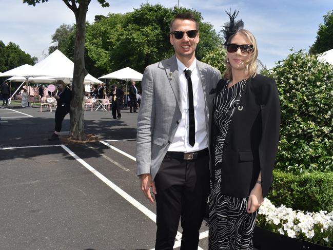 Guests in striking racewear at Penfolds Derby Day at the Flemington Racecourse on Saturday, November 02, 2024: