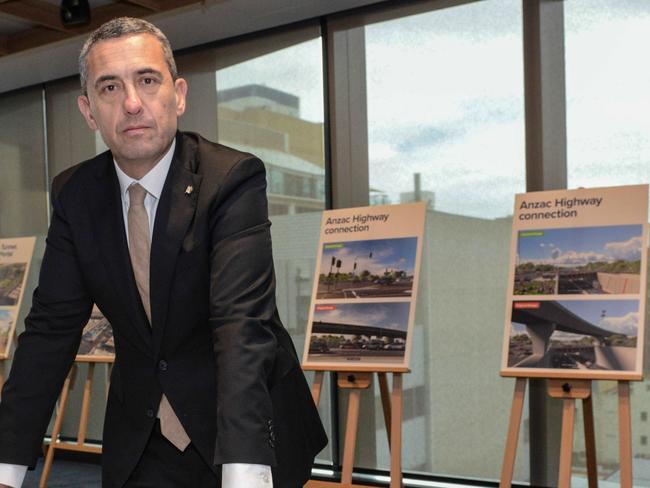 ADELAIDE, AUSTRALIA - NewsWire Photos DECEMBER 14, 2022: Infrastructure Minister Tom Koutsantonis with the latest South Rd North South Corridor plan. Picture: NCA NewsWire / Brenton Edwards