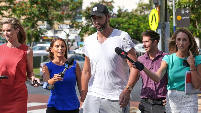 Grant Hackett leaving Southport Court. Picture: Nigel Hallett