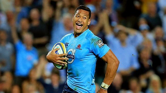 Israel Folau scores his second try of the game for the Waratahs during the NSW Waratahs v Melbourne Rebels Super Rugby game at Allianz Stadium, Moore Park, Sydney. pic Mark Evans