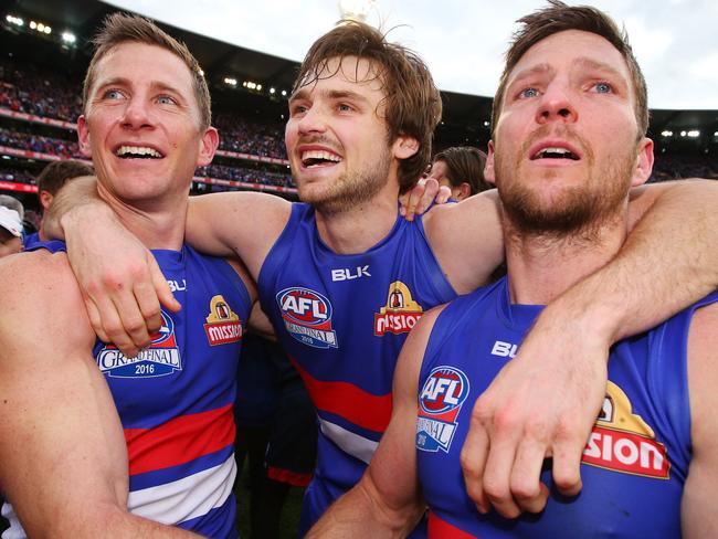 Joel Hamling (centre) played a key role in the Bulldogs’ stunning Grand Final win over Sydney. Picture:  Michael Dodge/AFL Media/Getty Images