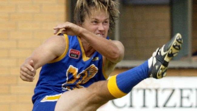 Modra boots one of many goals in 2004. Picture: File