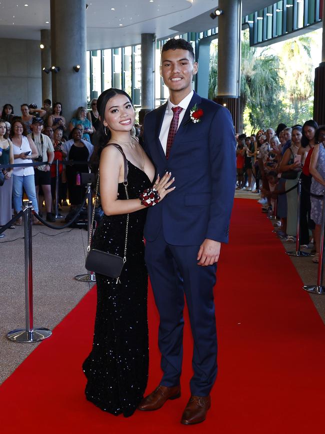Elle Thao and Jonathon Bramich arrive at the Trinity Bay High School formal evening, held at the Cairns Convention Centre. Picture: Brendan Radke