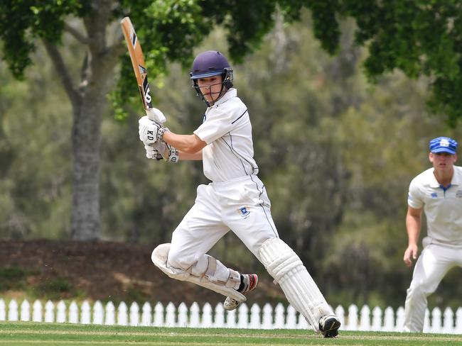 Brisbane Grammar School batsman Angus Tolhurst.GPS First XI cricket match between Brisbane Grammar School and St Joseph's Nudgee College.Saturday March 6, 2021. Picture, John Gass