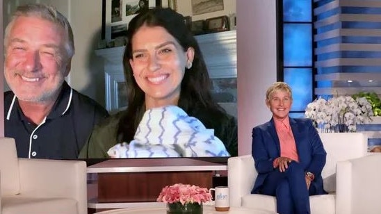 Ellen DeGeneres speaks to Alec and Hilaria Baldwin. Picture: Warner Bros.