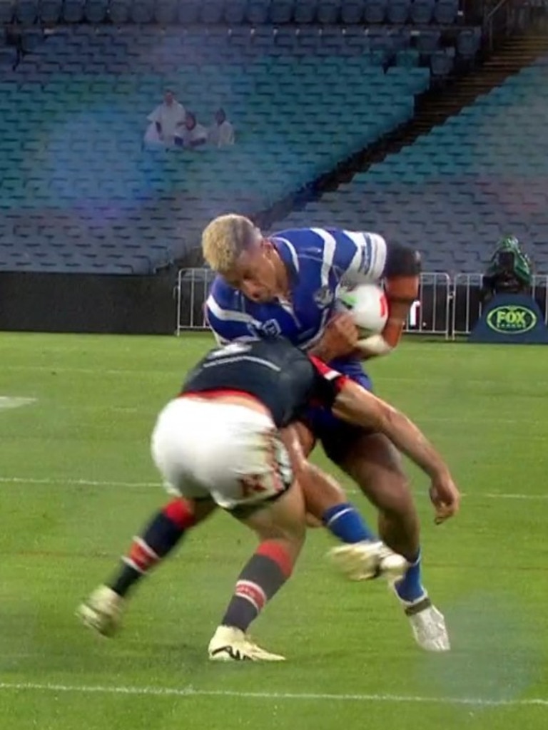 Tedesco got his head in the wrong position. Photo: Fox Sports