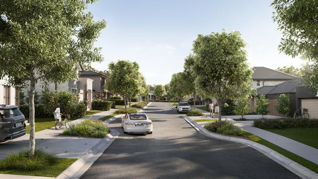 Artist impression of a streetscape in a future Appin community to benefit from the proposed Walker Appin water facility.