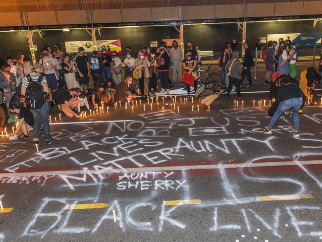 Protest in Brisbane for black death in custody at Queensland Police Roma Street Watchhouse, Friday, September 18, 2020 - Picture: Richard Walker